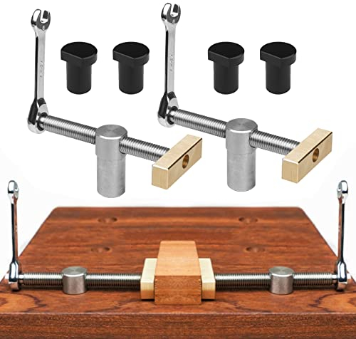 CDIYTOOL 2 Stück schnell fixierte Clip-Klemme, Messing-Schraubstock mit 4 Bank-Hunde für 19/20 mm Loch, Tischlerwerkzeug, Holzbearbeitung, Tischler, Schraubstock, Schreibtisch-Clip (20, schwarz)