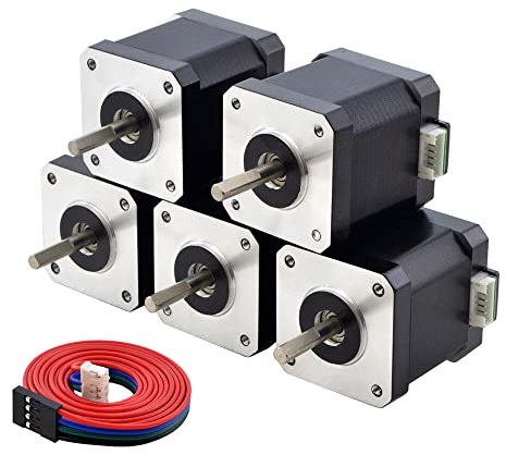 STEPPERONLINE E Series Nema 17 Schrittmotor 2A 55Ncm 1,8 Grad mit 1 Meter Kabel für 3D-Drucker CNC(5 Pack)