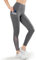 Yvette Damen Sport Leggings mit Tasche, high Waist Sporthose mit Mesh unter, Grau, L