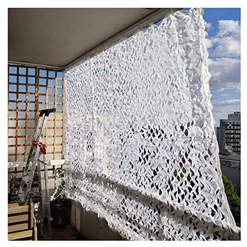 White Camouflage Net, Snow Camo Netting 2x3m, 5x6m, 6x8m, 8x8m Hunting Military Net Indoor Outdoor Decoration Garden Pergola Camping Gazebo, Shade Net, Car Cover, Reinforced Camouflage Netting ( Size