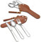 Berglander tragbares Camping Besteck Set 2er-Pack mit Lederbeutel leicht in der Tasche zu tragen, Edelstahlmesser, Löffel und Gabel Set perfekt für Schule, Arbeit, Bauernhof, Picknick, Reisen