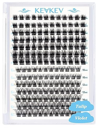 KevKev Lash Clusters 168 Pcs Cluster Lashes Eyelash Clusters DIY Cluster Eyelash Extensions Individual Lashes Thin Band & Soft(Tulip & Violet,D-mix)