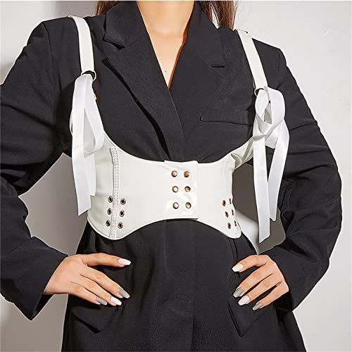 Brustgeschirr für Damen Mädchen um die Brust und Taille gewickelt, mit einem schmal sitzenden Taillenband (Farbe : Bianco, Size : One Size)