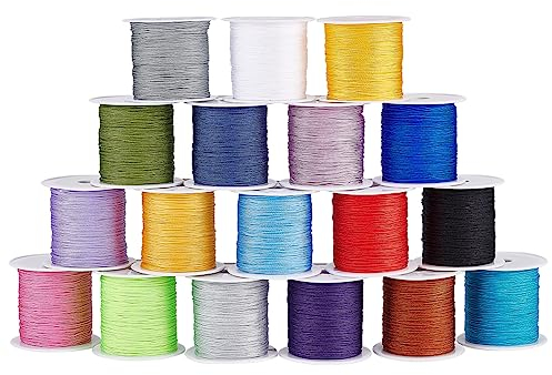 PH PandaHall 360m Fil de Ficelle en Nylon, 18 Couleurs 0.4mm Perles String Bracelet String Cordon de Nouage Chinois pour Fabrication de Bijoux Bracelets D'amitié en Macramé Ornement de Noël