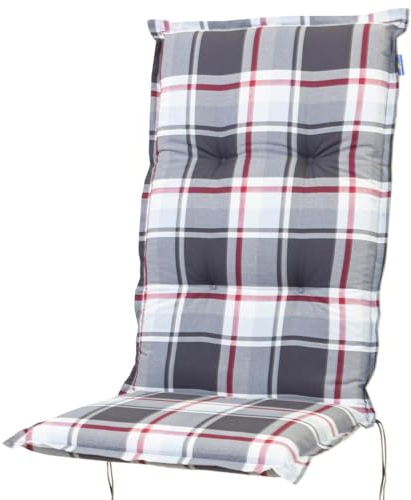 Sun Garden Auflage Hochlehner Prato 10443-701 grau-rot kariert 121x52x8 cm