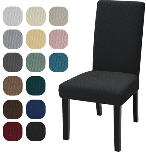 YSTELLAA Housse De Chaise 2 Pièces, Extensible Housse Chaise Salle A Manger, Amovible Lavable pour Protéger, Pavec Bande Élastique pour Un Ajustement, Doux Confortable, Noir