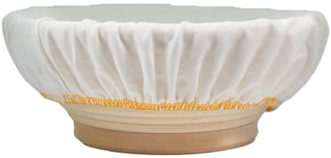 Marcel Paa - Premium Gärkorb-Set rund, 20 cm Durchmesser, Gärkörbchen aus Peddigrohr zum Brot backen mit Gärkorbbezug mit Abperleffekt für Teigmenge bis zu 750 g