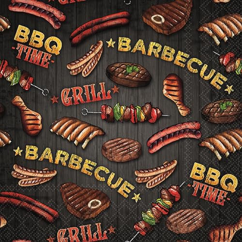 Ambiente 20 Servietten Essen Fleisch grillen als Tischdeko. Papierservietten mit Motiv. Auch für Decoupage und Serviettentechnik 33x33cm