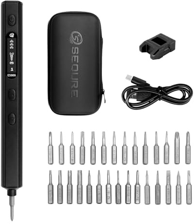 SEQURE ES666 Cordless Precision Screwdriver Set 2.2N.m Max 30 Bits 3 Mode | Auto/Sensor/Fixed Modes, Rechargeable Battery, 7 Adjustable Torque Gears, Magnetic Bits, for Electronics Repair