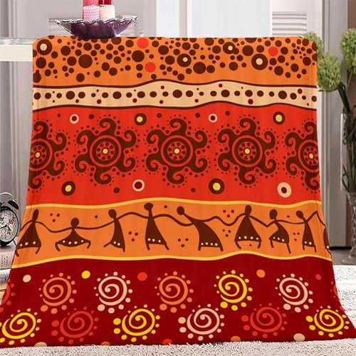 Kuscheldecke Flauschig Afrika 3D Decke 130x150 Retro Wohndecke Afrikanisches Muster Weich und Warme Flanell Fleecedecke für Sofadecke Couchdecke Tagesdecke 7128y