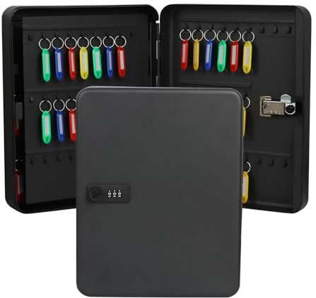 Qulable Combination Key Safe - Wall Mounted Key Box 108-key Steel Key Cabinet - Key Lock Box Outdoor with Code & 110 Key Tags Keysafe Outside Large (Combination Lock-108)