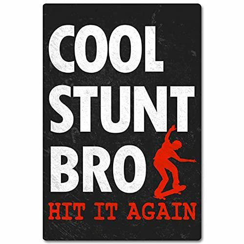 FJQWKLF Street Skateboard Metallschilder, Wanddekoration, Cool Stunt Bro Hit It Again, Poster, Skateboarders, Heimdekoration, Club-Dekor, Plakette, 30,5 x 40,6 cm