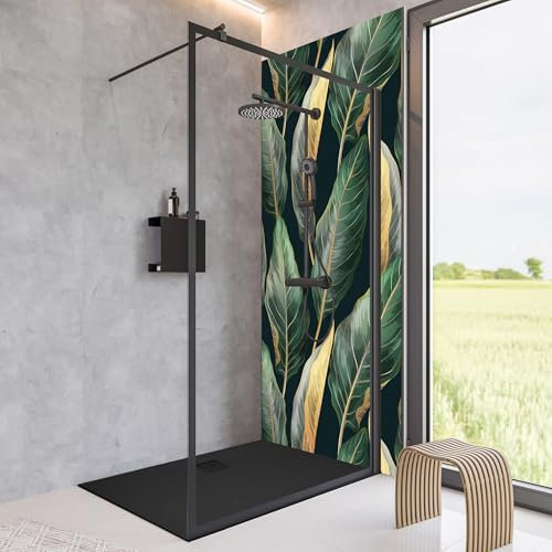 Schulte paroi de douche fixe à l’italienne 120 x 200 cm, noir mat, barre 122 cm de stabilisation recoupable, verre de sécurité 6 mm transparent antical, montage gauche droite, réglage 118.8-120.0