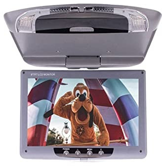 Lecteur DVD portable pour lecteurs vidéo d'appuie-tête de voiture Moniteur de voiture AV 9/11 pouces 12-24V moniteur de montage sur toit de voiture écran LCD affichage de plafond rabattable LED entrée