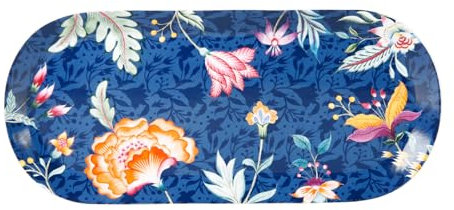 GENEVIEVE LETHU 537286 - Plato de porcelana para decoración de hojas y flores, colección Pondichery, 33,5 x 15 x 1,5 cm, embalado en 1 caja de regalo