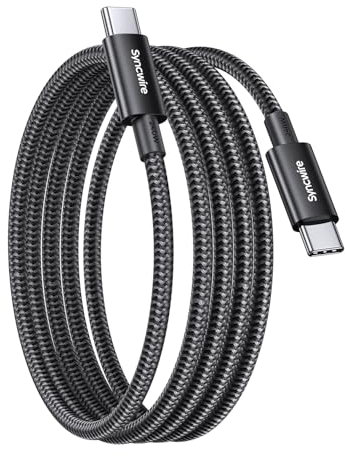 SYNCWIRE Cavo USB C, 2M Cavetto USB C to USB C (intrecciato in nylon), Cavo Caricatore USB C da 240W (48V*5A), Tipo C per ricarica rapida, per iPhone 15/15 Pro, MacBook Pro, Samsung Galaxy S23…