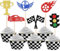 24 Stück Rennwagen Cupcake Toppers Glitzer Ampel Rad Tortendeko Trophy Flag Helm Kuchen Deko für Racing Sport Thema Baby Dusche Jungen Geburtstag Party Kuchen Dekoration