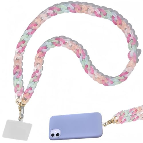 ZKGYUS Collar de teléfono móvil en color de 1 pieza, correa de cuello para teléfono móvil, correa para teléfono móvil con inserciones, se adapta a la mayoría de los smartphones