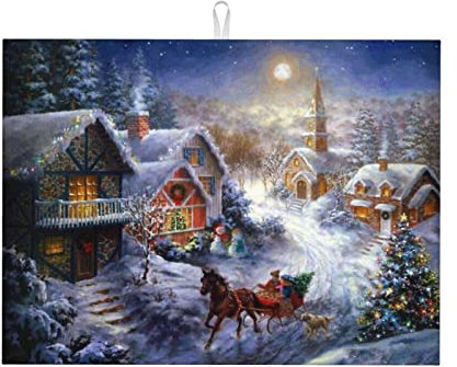 Saugstarke Trockenmatte Mit Aufhängeschlaufe 41x46cm, Weihnachtsdorf Geschirrtrocknungsmatte rutschfest Saugfähige Geschirrabtropfmatte Hitzebeständige Schnelltrocknend Abtropfmatte