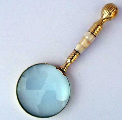 WIPPWER Antikes Messing- und Perlmutt-Lupe, Kartenleselupe, Mikroskop