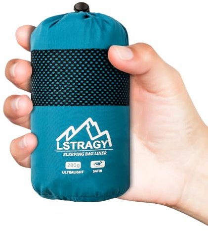 LSTRAGY Hüttenschlafsack Ultraleicht aus Satin,Dünner Schlafsack Inlett mit Zwei-Wege-Reißverschluss,Reise-Schlafsack Ideal für Hostel und Backpacking Must Haves,Wandern Zubehör