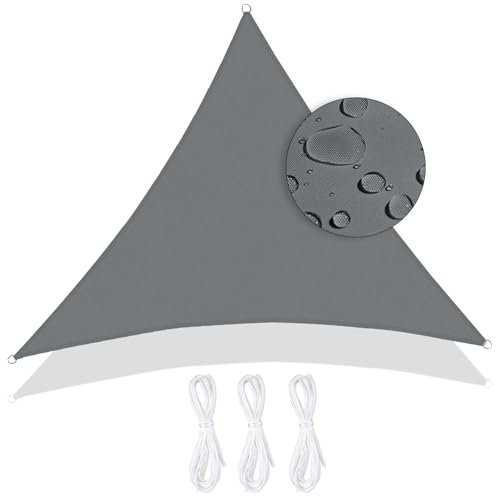 Toldo Vela de Sombra Impermeable 3x3x3m Triangular a Prueba de Viento protección UV para Patio,Jardín, Exteriores, Terraza, Gris