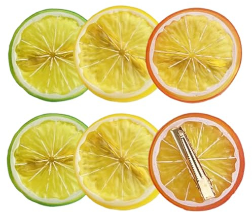 LQIOACU Haarspangen Gelb Haarklammern Mädchen Damen Süß Obst Haar Accessoires Für Fasching Karneval Party, 6 Stück