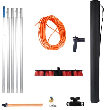 XRB2050 Pértiga Telescópica de Aluminio 3-12m, Cepillo Limpiador de 55 cm para Placas Solares, Barras Telescópicas para la Limpieza de Placas Fotovoltaicas Ventanas Paredes y Embarcaciones 5m