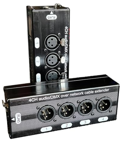 Umsoxhy 1 Paar 4-Kanal 3-Poliger XLR-Audio-RJ45-Ethernet-Extender-Netzwerkkabel-Extender DMX512-Netzwerksignal-Extender Stecker + Buchse