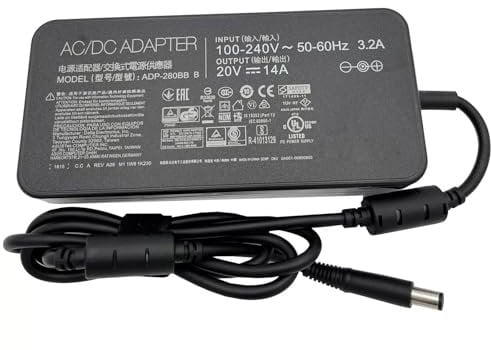 20V 14A 280W AC Power Supply Adapter compatible for ASUS ROG SWIFT PG35VQ Monitor 7.4mm