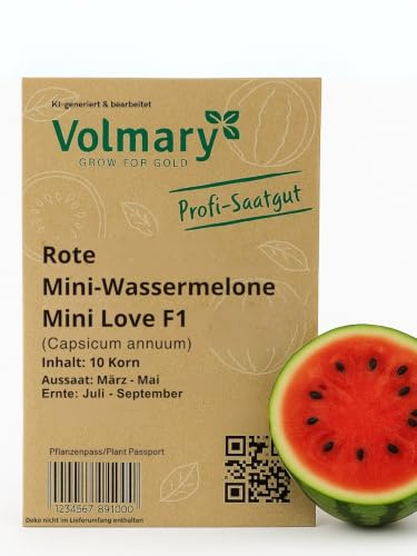 Rote Mini-Wassermelone Samen Mini Love, F1, Saatgut, Kleinste Wassermelone der Welt, leuchtendrotes Fruchtfleisch