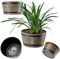 KADAX Lot de 3 – Ø30, 40, 50 cm – Pot de Fleurs décoratif au Design tonneau, Plastique Aspect Bois (Marron Moka)