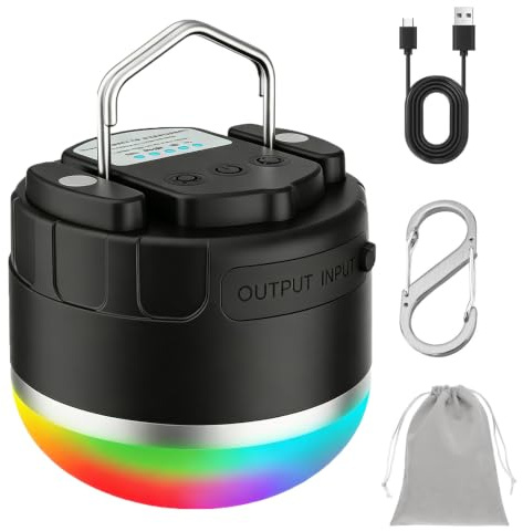 Campinglampe, LED Camping Laterne USB Aufladbar mit 8000 mAh, 13 Helligkeiten Leuchtmodi, 6-stufig einstellbare Helligkeit & Eingebauter Starker Magnet Wasserdicht Campingleuchte für Wandern, Notfall