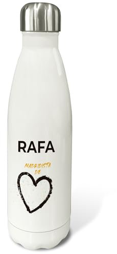 Botella agua niños. Botella agua acero inoxidable. Cantimplora 500ml y 750 ml. Cantimplora acero inoxidable. Regalo personalizado padre. Regalos originales para hombre. Futbol. R.MADRID