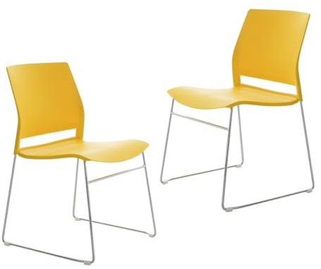 YEQING 2 Stück Bürostuhl, Stapelbarer Lesestuhl für Schlafzimmer, Schreibtisch Stuhl für Büro, Empfang, Training, Küche, Wohnzimmer(Yellow)