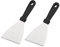 2Pcs Griddle Scraper, Stainless Steel Slant Edge Grill Scrapers Comfortable Non-Slip Handles Spatula for Food Pancake Pizza Home Baking Cooking,for BBQ, Burger, Steak, Kitchen (Black Plastic Handle)