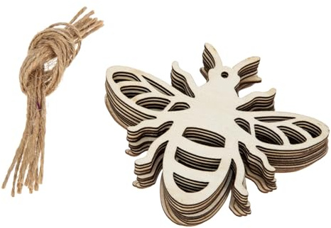 Yardenfun 30stücke Holzbiene Deko Unfinished Holz Bee Shaped Scheiben Holz Unfinished Scheiben DIY Zubehör Bienen Aus Ornament Aus