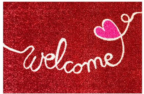 Akzente Listen Lovely Welcome-red 50x70 cm, rutschfest, PVC-frei, Wetterbeständig, Polyamid-Monofilament, TPE-Rückseite, Wetterschutz, Outdoor-Eignung, Trittschallämmend.