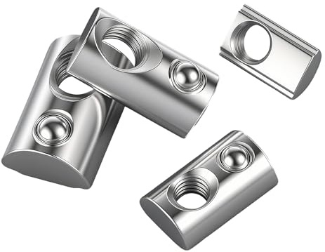 QANCEN 40 Stück Nutensteine M6 mit Kugel Nut 8, T-Nutenstein 40-Serie | Schiebemutter Kohlenstoffstahl,Gleitmutter mit Federkugel für Aluprofil 40x40,3D Drucker,CNC,DIY Projekte