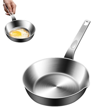 Generisch Edelstahl Eierpfanne Induktion, kleine Bratpfanne mit Ausgießer 13-17cm, Mini Pfanne für Sauce, Küchenkochgeschirr, Antihaftbeschichtung, geeignet für Herd, Elektro, Gas, Backofen (15CM)
