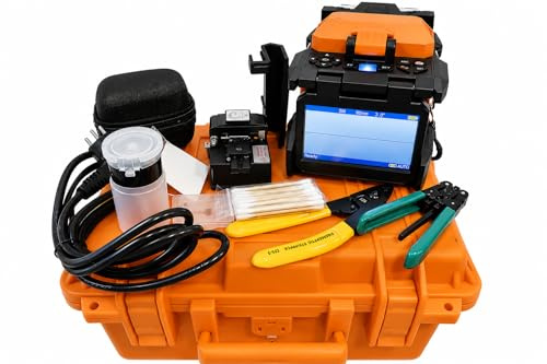 Soudeuse Fibre Optique FTTH 4 Moteurs – Alignement Cœur à Cœur – Écran Tactile 5 Pouces – Épissure 6s / Chauffage 15s – Compatible G652 G657 – Kit Complet