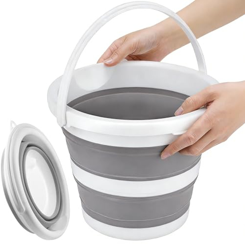 Collapsible Bucket, Folding Bucket, Small Buckets with Handle–Portable & Space-Saving, Silicone & Easy-Clean Design, Ideal for Outdoor, Camping, Car Washing, and Home Use, 5L