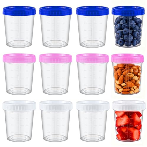 HHXUUAN 12Pk 120ml 4oz Food Containers, Leakproof Airtight Pots with Lids | Small reusable snack pots with measurement marks, microwave/dishwasher/fridge safe, ideal for gym travel picnic camping