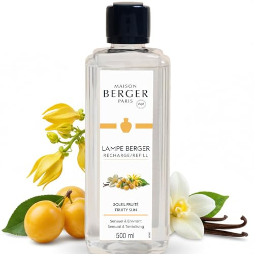 MAISON BERGER Lampe Berger Nachfüllung Sonnige Früchte, 500 ml | Nachfüllung Sonnige Früchte 500 ml für Lampe Berger Katalyse-Duftlampe, ca. 80 h Duft, hilft Gerüche zu neutralisieren