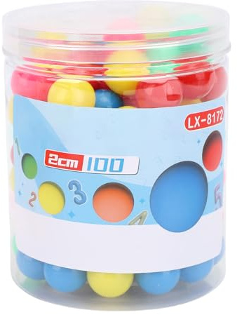 Riuulity 100PCS Math Counting Balls, 20mm Plastic Hollow Colorful Game Replacement Marbles for Teaching Elementary Probability, with Storage Box
