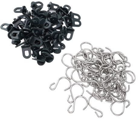 Itonash 50pcs Greenhouse Hooks, Plastic Twist Clips and Stainless Steel S Hooks for Hanging Plant Pots, with Reusable Design for Greenhouse Garden Home Decoration