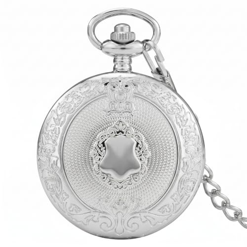 Litinliv Montre a Gousset, Montre Gousset Homme avec Chaîne, Montres de Poche Ancienne avec Chiffres Romains, Vintage Montres pour Hommes Femmes la Fête des Pères, Noël, Usage Quotidien