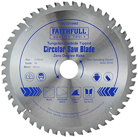 Faithfull FAIZ21648Z TCT Circular Saw Blade Zero Degree 216mm x 30mm Bore x 48 Teeth