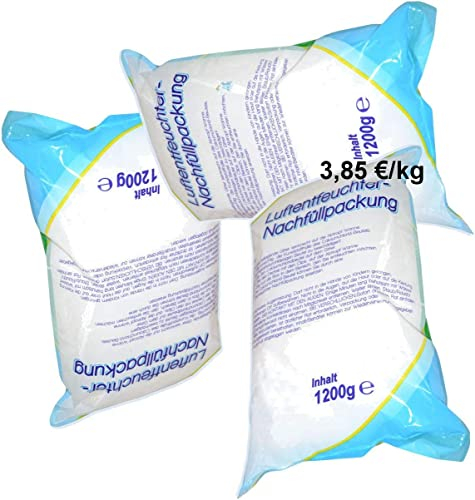 3 Nachfüllpackungen 1,2 kg für Raumentfeuchter - verhindert Schimmel, Moder, üble Gerüche, Stockflecken - Raum-Entfeuchter