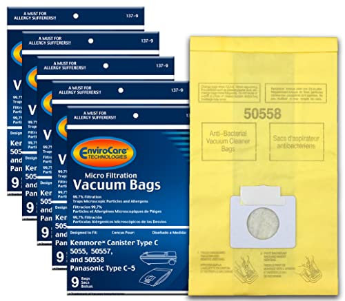 EnviroCare Replacement Vacuum Bags for Kenmore Canister Type C or Q 50555, 50558, 50557 and Panasonic Type C-5 45 pack